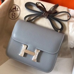 Fake Hermes Constance 18 Handmade Bag In Blue Lin Epsom Leather HD1539uQ71