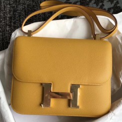 Fake Hermes Constance 18 Handmade Bag In Jaune Epsom Leather HD1543tp14