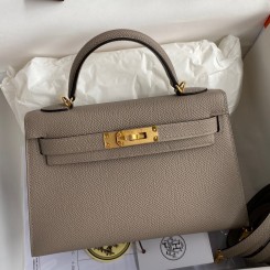 Fake Hermes Kelly Mini II Sellier Handmade Bag In Gris Asphalt Epsom Calfskin HD1118oA83