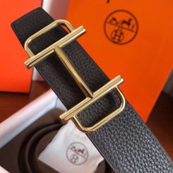 Fake Hermes Royal 38MM Reversible Belt In Cafe Clemence Leather HD1960GR32