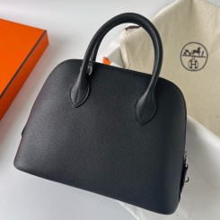 Fashion Hermes Bolide 1923 25 Handmade Bag In Black Evercolor Calfskin HD339wc24