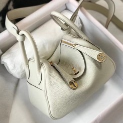 Fashion Hermes Lindy Mini Bag In White Clemence Leather GHW HD1472Za62