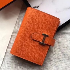 Hermes Bearn Mini Wallet In Orange Epsom Leather HD50UW33