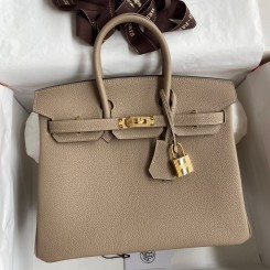 Hermes Birkin 25 Handmade Bag In Grey Clemence Leather HD695zQ99