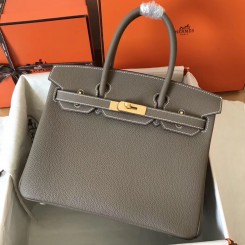 Hermes Birkin 30 Handmade Bag In Etain Clemence Leather HD585iM92
