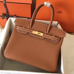 Hermes Birkin 30 Handmade Bag In Gold Clemence Leather HD678vK93