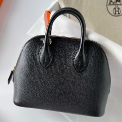 Hermes Bolide 1923 Mini Handmade Bag In Black Chevre Mysore Leather HD354zQ99