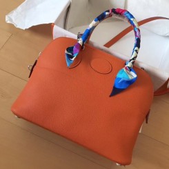 Hermes Bolide 35 Handmade Bag In Orange Clemence Leather HD1760jo45