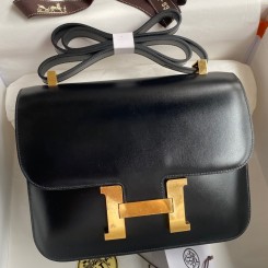 Hermes Constance 24 Handmade Bag In Black Box Calfskin HD501nV16