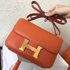 Hermes Constance 24 Handmade Bag In Orange Epsom Leather HD578bp40