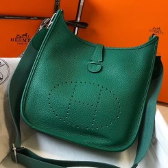 Hermes Evelyne III 29 PM Bag In Vert Vertigo Clemence Leather HD612Gv83