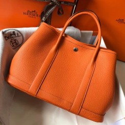 Hermes Garden Party 30 Bag In Orange Taurillon Leather HD644cE58