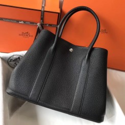 Hermes Garden Party 36 Bag In Black Clemence Leather HD651Ph61