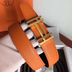 Hermes H Au Carre Belt Buckle & Orange 32mm Strap HD709SS41