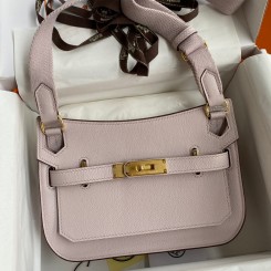 Hermes Jypsiere Mini Handmade Bag In Mauve Pale Evercolor Calfskin HD862Ac56