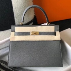 Hermes Kelly 25cm Sellier Bag In Ardoise Epsom Leather HD908jC82
