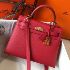 Hermes Kelly 25cm Sellier Bag In Red Epsom Leather HD915Pu45