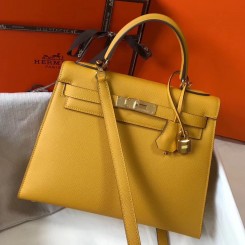 Hermes Kelly 28cm Bag In Yellow Epsom Leather GHW HD954dX32