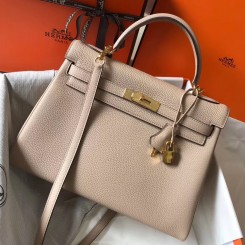 Hermes Kelly 32cm Bag In Trench Clemence Leather GHW HD977De45