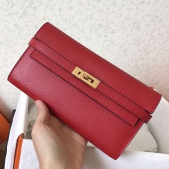 Hermes Kelly Classic Long Wallet In Red Epsom Leather HD995lu18