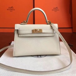 Hermes Kelly Mini II Handmade Bag In Beton Epsom Leather HD1077mD58