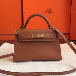 Hermes Kelly Mini II Handmade Bag In Gold Swift Calfskin HD690tQ92