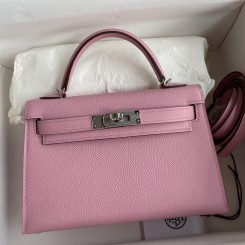 Hermes Kelly Mini II Sellier Handmade Bag In Mauve Sylvestre Epsom Calfskin HD1126Fh96