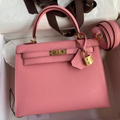 Hermes Kelly Sellier 25 Handmade Bag In Rose Confetti Epsom Calfskin HD1309Sy67