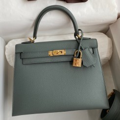 Hermes Kelly Sellier 25 Handmade Bag In Vert Amande Epsom Calfskin HD1317eh94