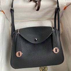 Hermes Lindy 26 Handmade Bag In Black Clemence Leather HD1376ju23