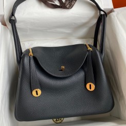 Hermes Lindy 30 Handmade Bag In Black Clemence Leather HD1429mF22
