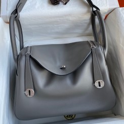Hermes Lindy 30 Handmade Bag In Grey Swift Calfskin HD1435sf78