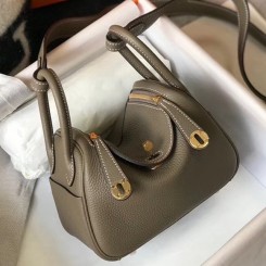 Hermes Lindy Mini Bag In Taupe Clemence Leather GHW HD1467Fh96