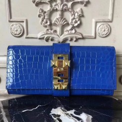 Hermes Medor Clutch Bag In Blue Crocodile Leather HD1504OZ92