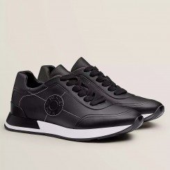 Hermes Men's Drive Sneakers In Black Leather HD1524nV16