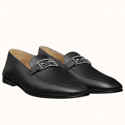 Hermes Men's Tenor Loafers In Black Calfskin HD1529ro99