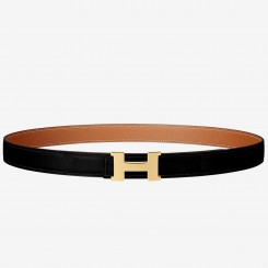 Hermes Mini Constance 24mm Reversible Belt Black/Gold HD1558OR71