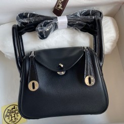 Hermes Mini Lindy Handmade Bag In Black Swift Leather HD1567cf57