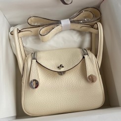 Hermes Mini Lindy Handmade Bag In Nata Clemence Leather HD1584Is53