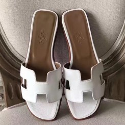 Hermes Oran Sandals In White Epsom Leather HD1715CQ60