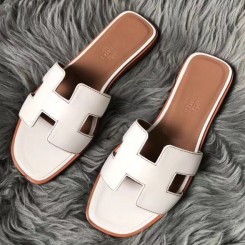 Hermes Oran Sandals In White Swift Leather HD1720jk70