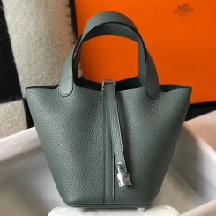 Hermes Picotin Lock 18 Bag In Vert Amande Clemence Leather HD1807Rk60