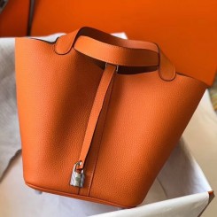 Hermes Picotin Lock 22 Bag In Orange Clemence Leather HD1857Ri95