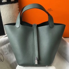 Hermes Picotin Lock 22 Bag In Vert Amande Clemence Leather HD1863vO68