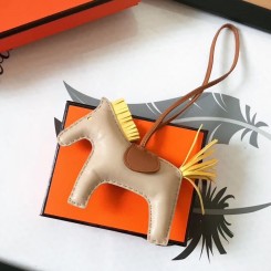 Hermes Rodeo Horse Bag Charm In Beige/Camarel/Yellow Leather HD1921bR82
