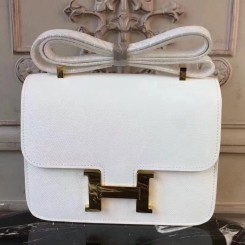 Hermes White Constance MM 24cm Epsom Leather Bag HD2067su78