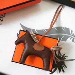 High Quality Hermes Rodeo Horse Bag Charm In Cafe/Camarel/Grey Leather HD1927fd87