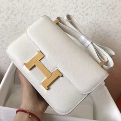 Hot Hermes Constance 24 Handmade Bag In White Epsom Leather HD584IA66