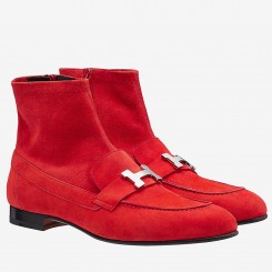 Imitation AAA Hermes Red Suede Saint Honore Ankle Boots HD1916Xy49