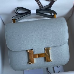 Imitation Hermes Constance 24 Handmade Bag In Blue Lin Epsom Calfskin HD504Xr72